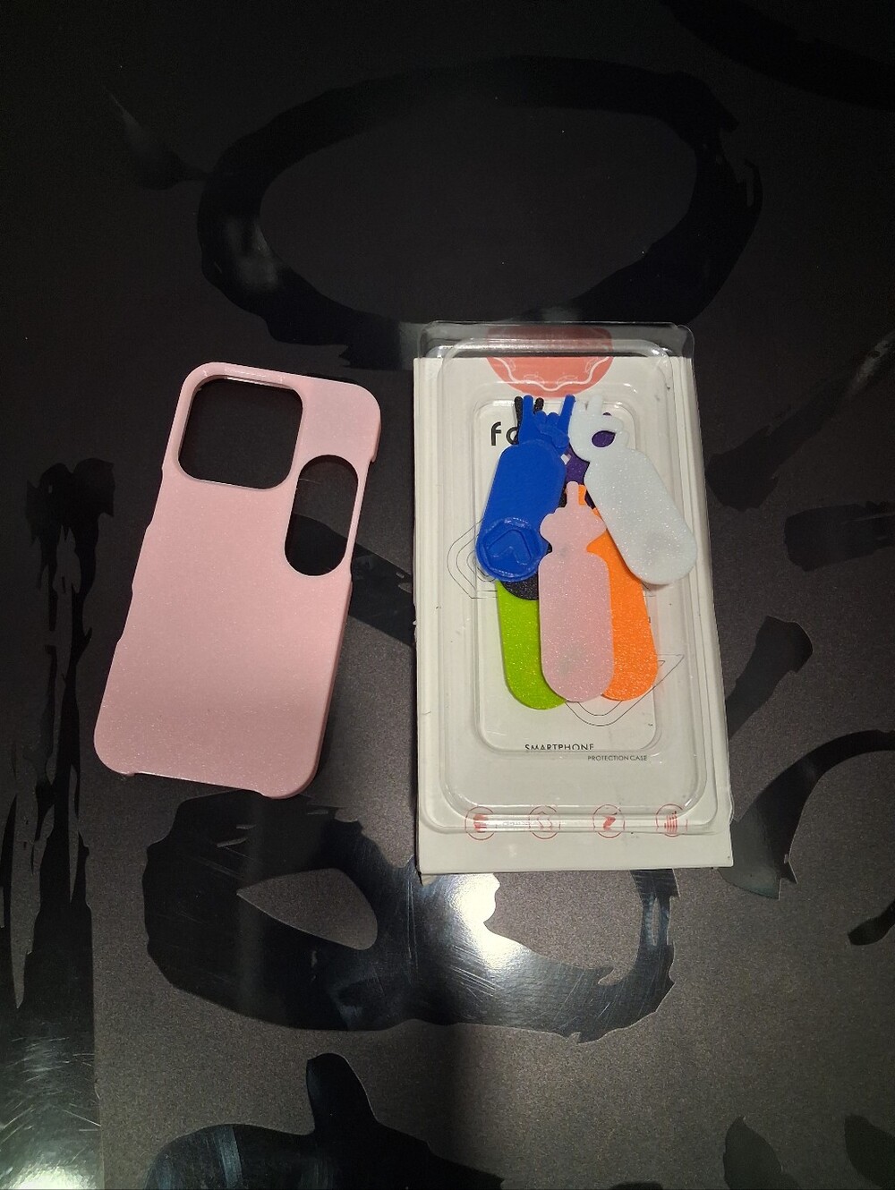 Iphone 16 Pro Pink Smartphone Case with Colorful Cable Organizers
